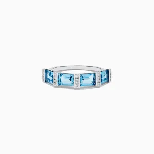 14K Yellow Gold Blue Topaz and Diamond Ring