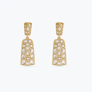 Abhina Gold Plated Silver Jadau Earrings