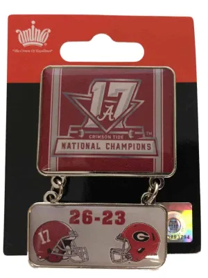 Alabama Crimson Tide 2017-2018 CF National Champions Game Score Dangler Pin