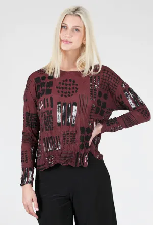 Allie Crop Print Top, Brick