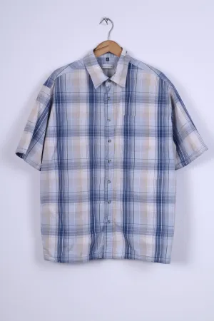 Angelo Litrico C&A Mens 45/46 XXL Casual Shirt Blue Chekered Cotton