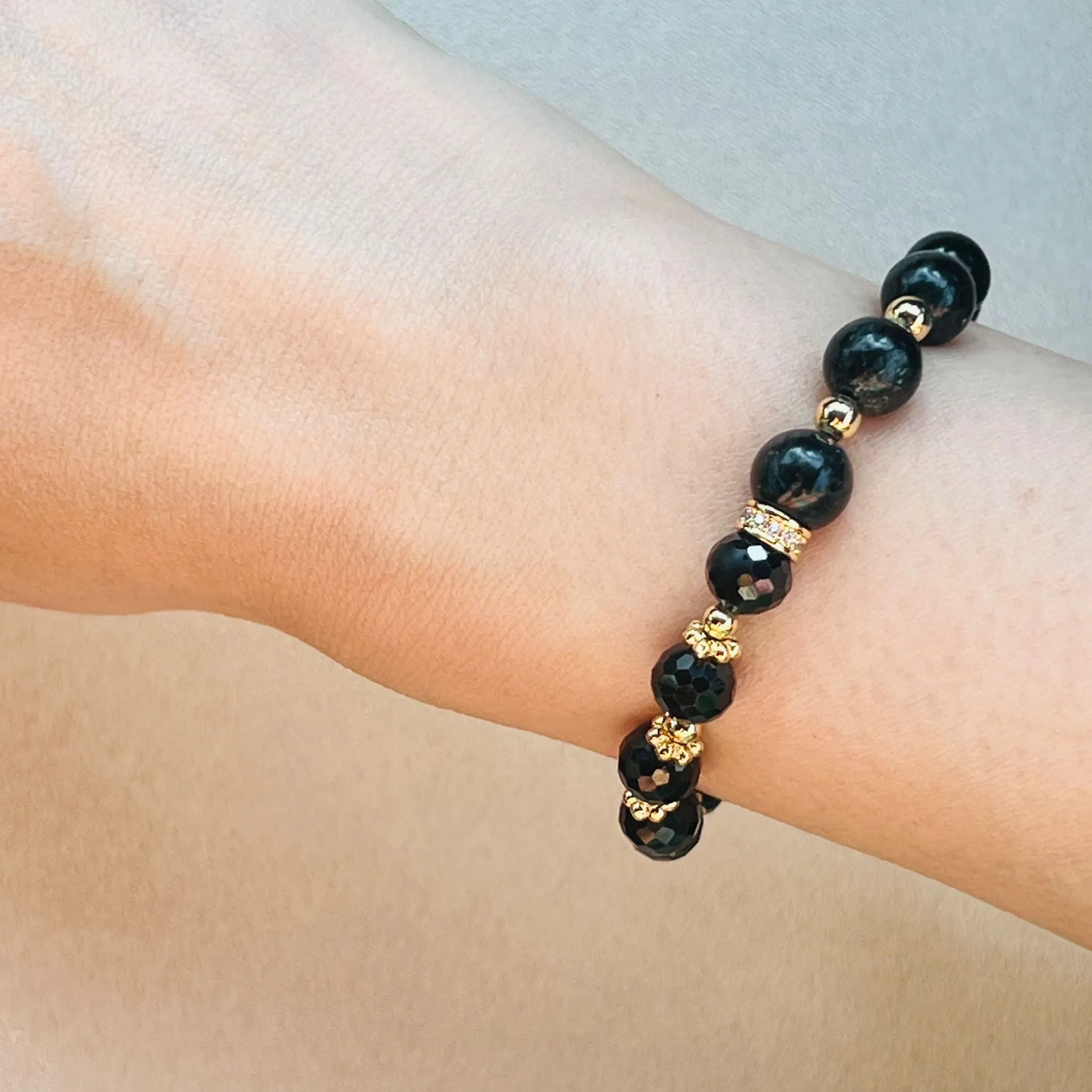 Arfvedsonite & Black Spinel Baby Bracelet