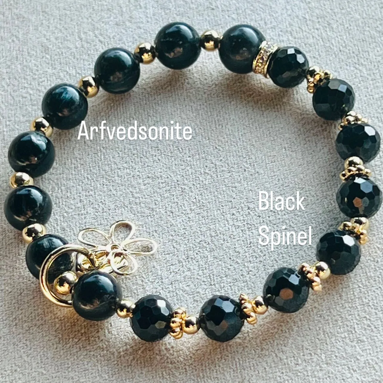 Arfvedsonite & Black Spinel Baby Bracelet