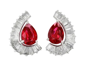 Burma Ruby Earrings, 4.24 Carats