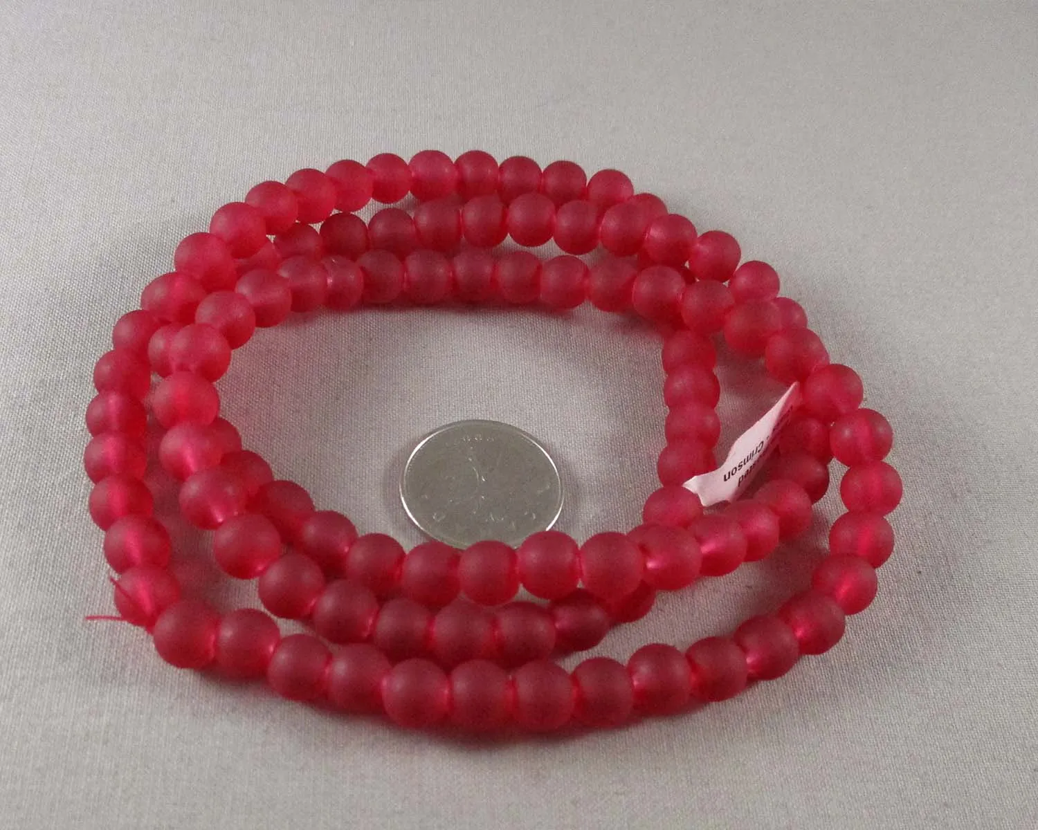 Crimson Red Frosted Glass 8mm Beads 31" Strand (G072-1)