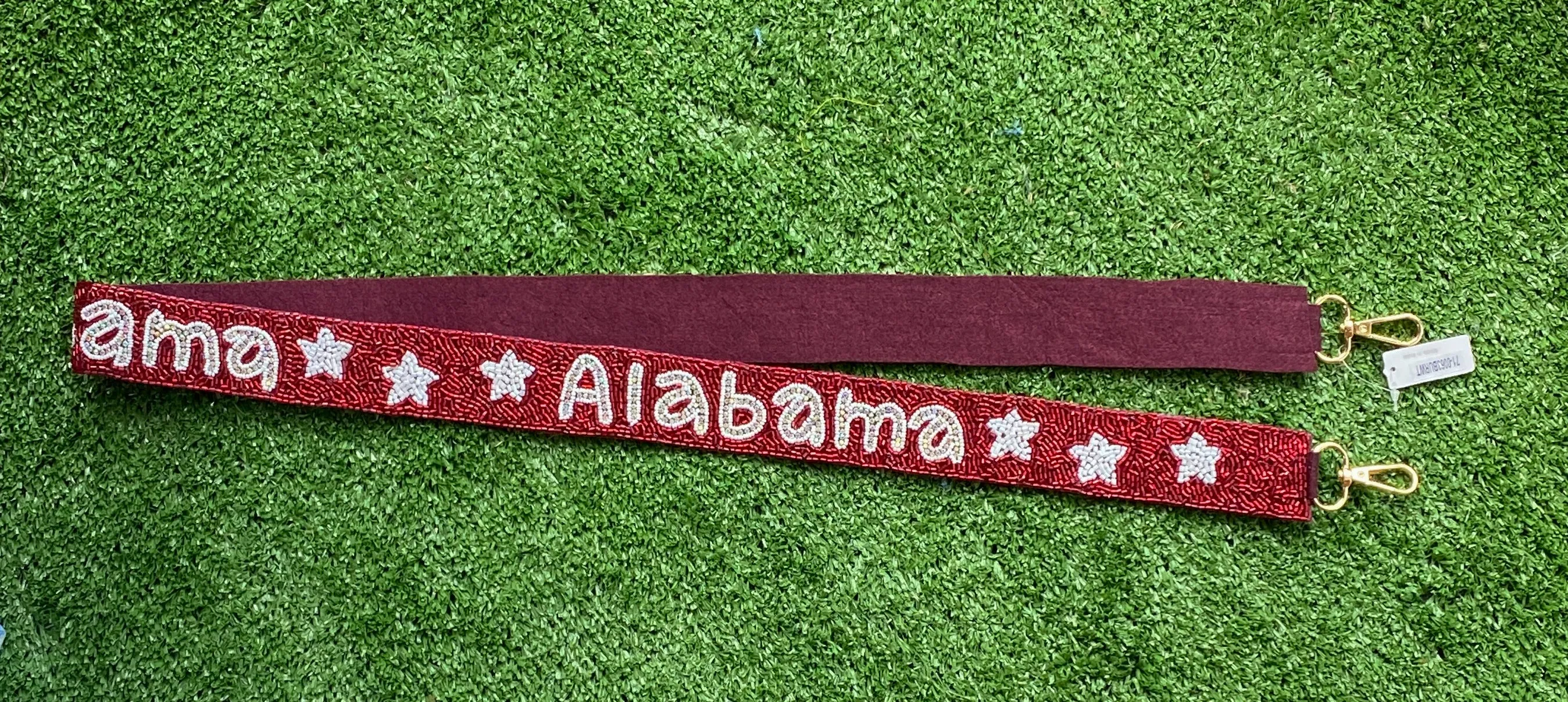 CRIMSON WHITE & STARS ALABAMA BEADED PURSE STRAP