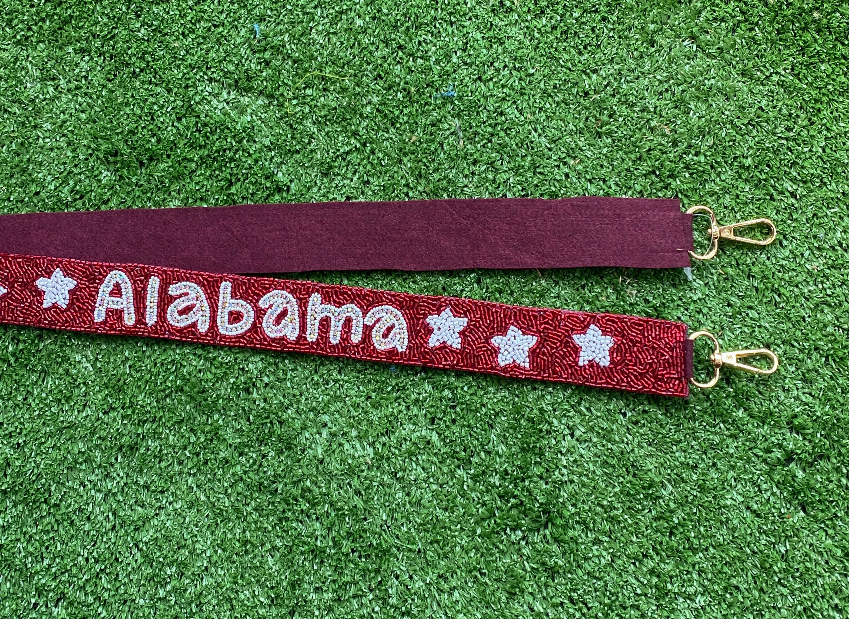 CRIMSON WHITE & STARS ALABAMA BEADED PURSE STRAP