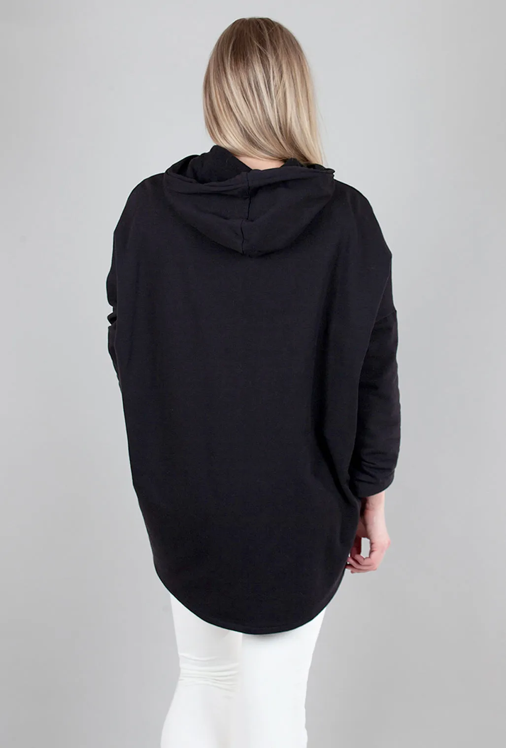 High-Low Splatter Hoodie, Black