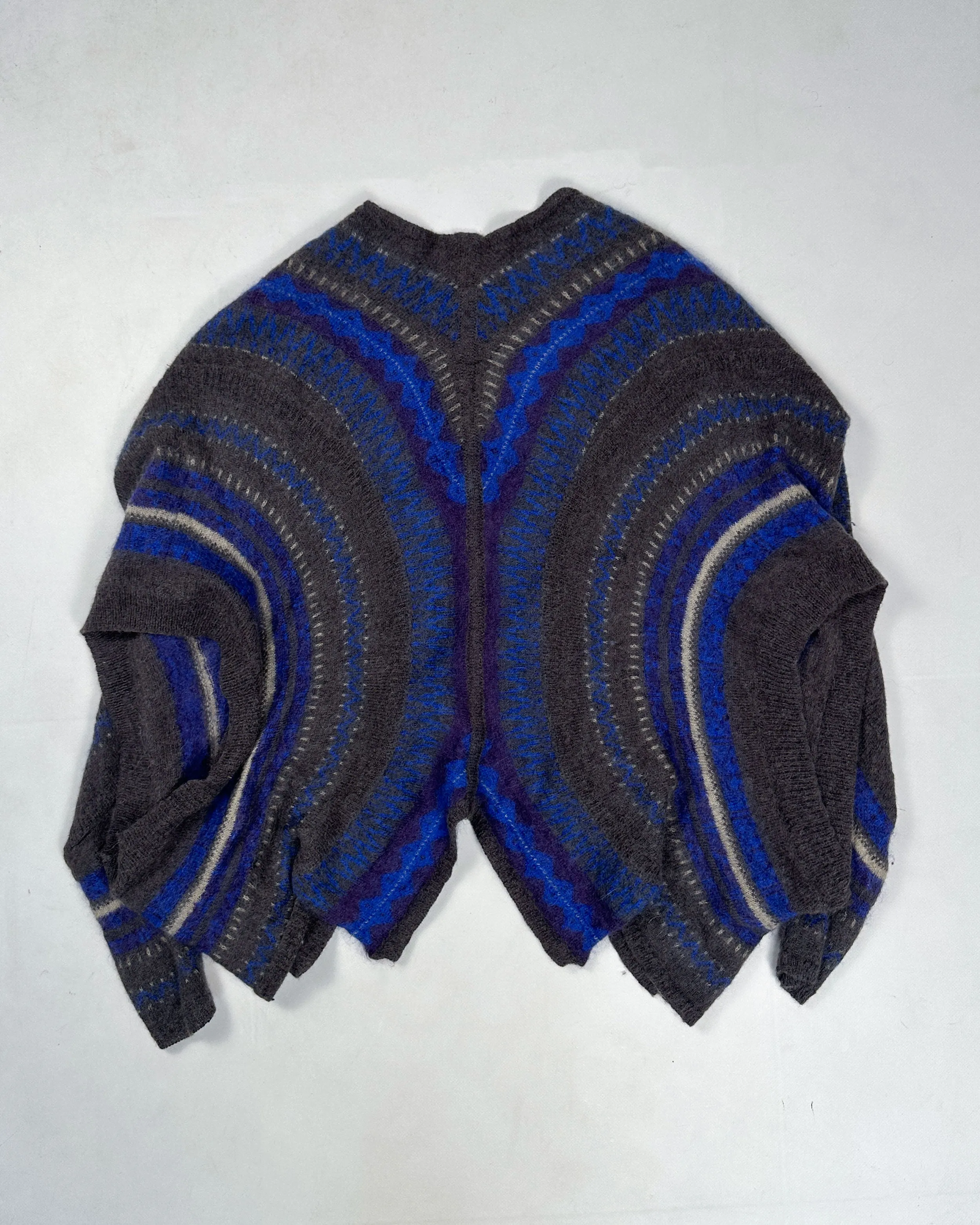 Marithé Francois Girbaud Alpaca Assymetric Blue Cardigan 2000's