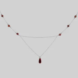 RELISH. Medieval Red Glass Droplet Necklace - Silver