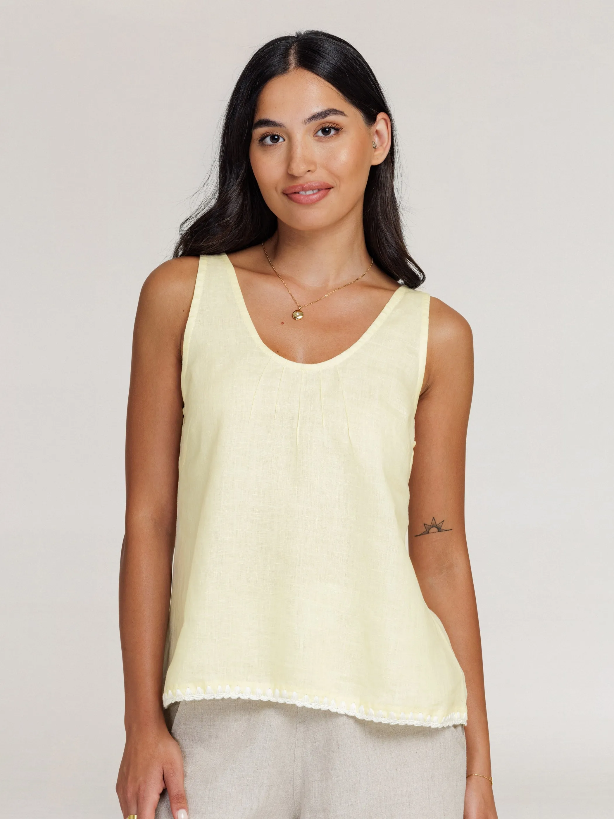 Tuscan Linen Top Lemon